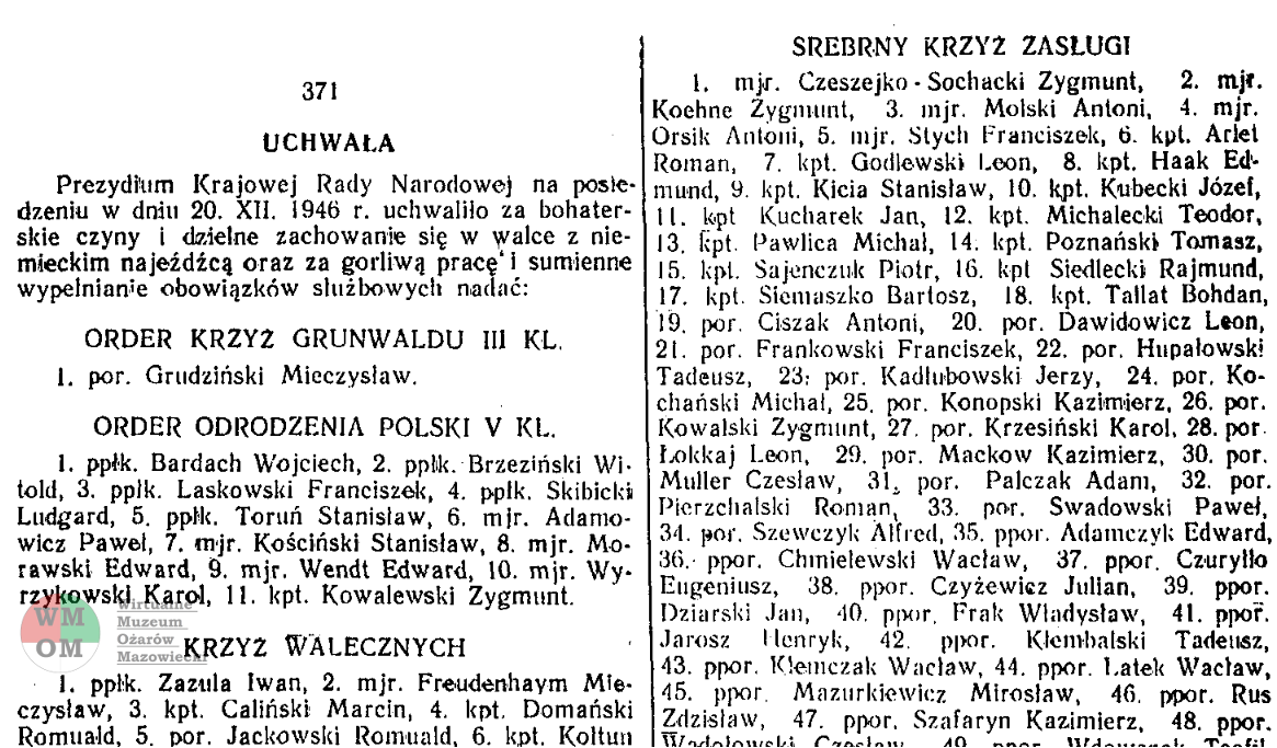 07-Srebrny-Krzyz-Zaslugi-1946-mjr-Antoni-Orsik