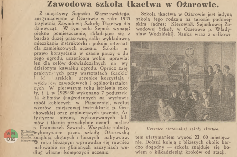 Read more about the article Szkoła Tkactwa w Ożarowie