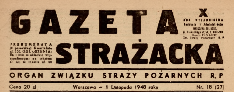 Read more about the article „Pamięci druhów, którzy zginęli” Gazeta Strażacka 1948
