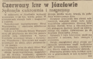 Read more about the article Pożar cukrowni Józefów
