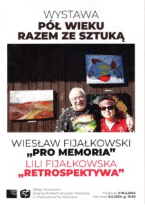Read more about the article Wernisaż wystawy „Pół wieku razem ze sztuką” – Lili i Wiesław Fijałkowscy